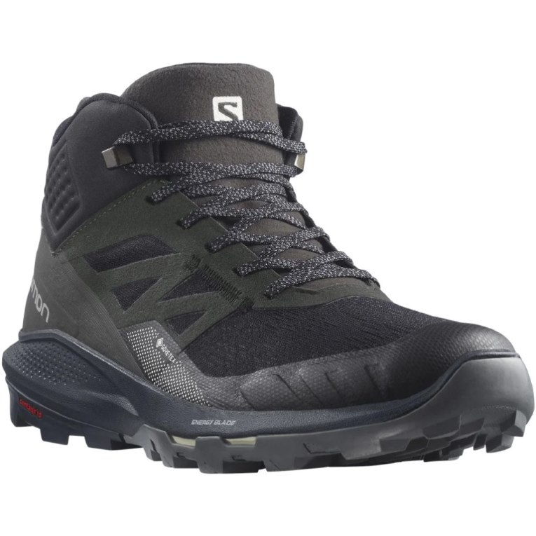 Botas Montaña Salomon Outpulse Mid GTX Hombre Negros Verde Oliva | MX KZAI625